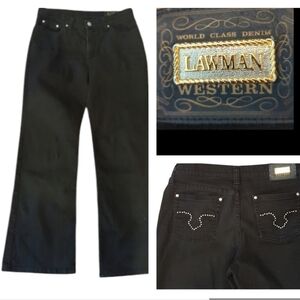 Vintage Lawman Women's Black Cotton Bootcut Western Jeans Size 11 W31 L31